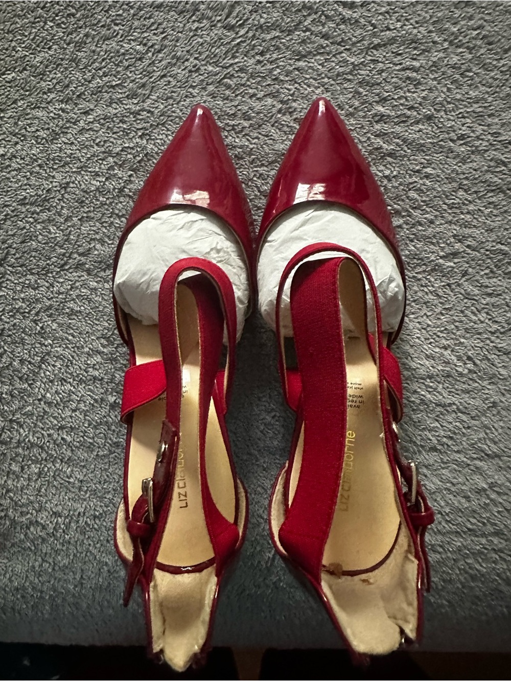 Liz Claiborne Patent Red Pointed-Toe Slingback Pumps